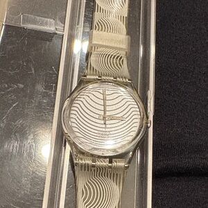 Swatch White Wave Pattern Smartwatch